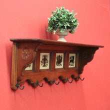 Load image into Gallery viewer, x SOLD Antique French Coat Rack, French Oak and Tile Hat, Coat Rack with Iron Hooks. B11394