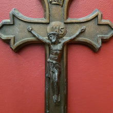 Load image into Gallery viewer, x SOLD Antique Brass Crucifix, Cross, Jesus on the Cross, Home Worship or Devotion. B11614