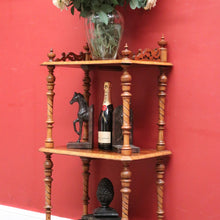 Load image into Gallery viewer, Antique English Walnut What Not, Three Tier Plant Stand or Display Shelf. B11937