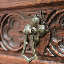 Load image into Gallery viewer, x SOLD Antique French Oak 2 Door 2 drawer Sideboard or Hall Cabinet Buffet, Linen Fold Carvings B11702