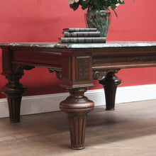 Load image into Gallery viewer, x SOLD Antique French Coffee Table, Oak and Green Mable Top Lamp Table or Coffee Table. B11823