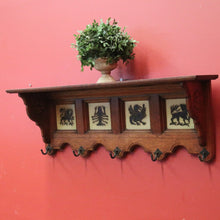 Load image into Gallery viewer, x SOLD Antique French Coat Rack, French Oak and Tile Hat, Coat Rack with Iron Hooks. B11394