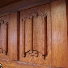Load image into Gallery viewer, x SOLD French Oak and Brass Coat Rack with Brass Hooks and Linen Fold Patten. B11884