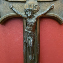 Load image into Gallery viewer, Antique Brass Crucifix, Cross, Jesus on the Cross, Home Worship or Devotion. B11614
