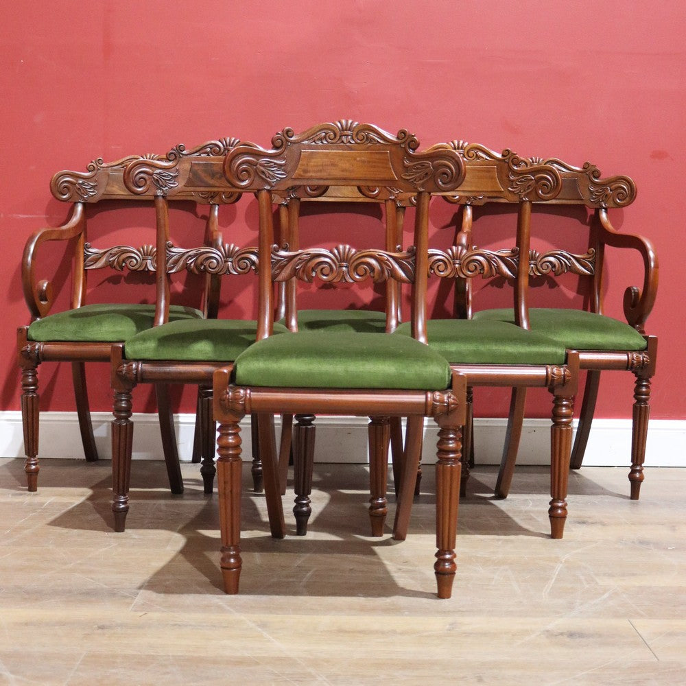 Set of Six Dining or Kitchen Chairs including Two Carver or Armchairs B11516