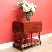 Load image into Gallery viewer, Vintage Australian Cedar Drop Leaf Drinks Trolley Side Table with End Drawers. B13143