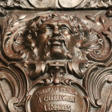 Load image into Gallery viewer, x SOLD Antique French Cast Iron Coal Scuttle, Kindling Box, Greenman Detail. B11528