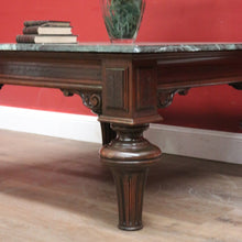 Load image into Gallery viewer, x SOLD Antique French Coffee Table, Oak and Green Mable Top Lamp Table or Coffee Table. B11823