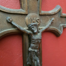 Load image into Gallery viewer, x SOLD Antique Brass Crucifix, Cross, Jesus on the Cross, Home Worship or Devotion. B11614