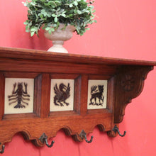 Load image into Gallery viewer, x SOLD Antique French Coat Rack, French Oak and Tile Hat, Coat Rack with Iron Hooks. B11394
