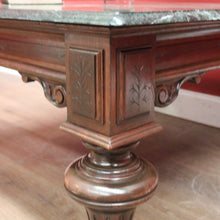 Load image into Gallery viewer, x SOLD Antique French Coffee Table, Oak and Green Mable Top Lamp Table or Coffee Table. B11823