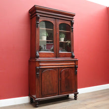 Load image into Gallery viewer, x SOLD Antique Australian Cedar Two-Height Bookcase or China Cabinet with Shield Doors. B11777