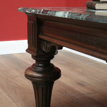 Load image into Gallery viewer, x SOLD Antique French Coffee Table, Oak and Green Mable Top Lamp Table or Coffee Table. B11823