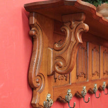 Load image into Gallery viewer, x SOLD French Oak and Brass Coat Rack with Brass Hooks and Linen Fold Patten. B11884