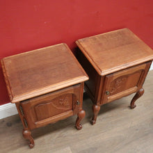 Load image into Gallery viewer, x SOLD Pair of French Lamp Tables or Bedside Tables with Cupboard Storage, French Oak. B11966