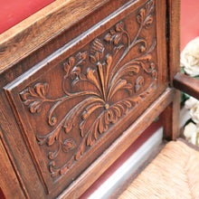 Load image into Gallery viewer, Antique French Hall Chair, an Oak and Rush Seat Carver, Office Chair or Armchair. B11801