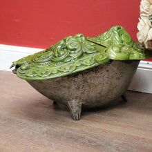 Load image into Gallery viewer, x SOLD Antique French Cast Iron Coal Bucket with a Green Enamel Lid and a Brass Coal Shovel. B11652