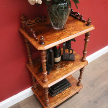 Load image into Gallery viewer, Antique English Walnut What Not, Three Tier Plant Stand or Display Shelf. B11937