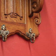 Load image into Gallery viewer, x SOLD French Oak and Brass Coat Rack with Brass Hooks and Linen Fold Patten. B11884