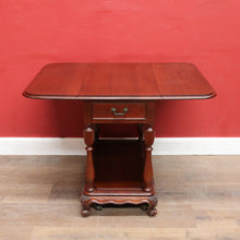 Load image into Gallery viewer, Vintage Australian Cedar Drop Leaf Drinks Trolley Side Table with End Drawers. B13143