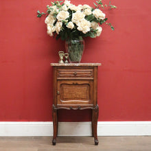 Load image into Gallery viewer, x SOLD Antique French Hall Cabinet, Lamp Table or Bedside Cabinet, Oak and Marble c1880. B11968