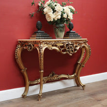 Load image into Gallery viewer, x SOLD Antique Italian Console Table, Hall Table. Gilt Timber and Gesso Table with Marble Top. B11386