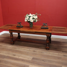 Load image into Gallery viewer, x SOLD Antique French Dining Table with Two Extension Leaves and Stretcher Base. B11818