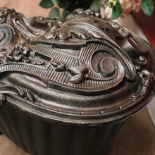 Load image into Gallery viewer, x SOLD Antique French Cast Iron Coal Scuttle, Kindling Box, Greenman Detail. B11528
