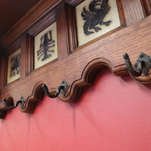 Load image into Gallery viewer, x SOLD Antique French Coat Rack, French Oak and Tile Hat, Coat Rack with Iron Hooks. B11394