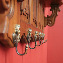 Load image into Gallery viewer, x SOLD French Oak and Brass Coat Rack with Brass Hooks and Linen Fold Patten. B11884