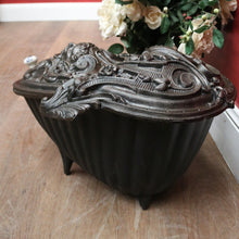 Load image into Gallery viewer, x SOLD Antique French Cast Iron Coal Scuttle, Kindling Box, Greenman Detail. B11528