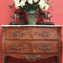 Load image into Gallery viewer, x SOLD Antique French Chest of Drawers, Marble Top Inlaid Two Drawer Hall Cabinet. B11332