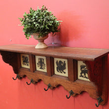 Load image into Gallery viewer, x SOLD Antique French Coat Rack, French Oak and Tile Hat, Coat Rack with Iron Hooks. B11394
