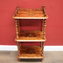 Load image into Gallery viewer, Antique English Walnut What Not, Three Tier Plant Stand or Display Shelf. B11937