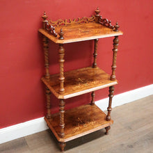 Load image into Gallery viewer, Antique English Walnut What Not, Three Tier Plant Stand or Display Shelf. B11937