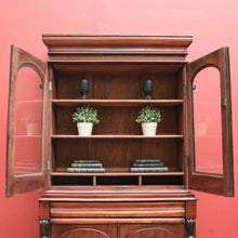 Load image into Gallery viewer, x SOLD Antique Australian Cedar Two-Height Bookcase or China Cabinet with Shield Doors. B11777