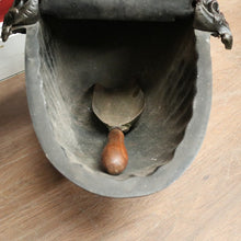 Load image into Gallery viewer, x SOLD Antique French Cast Iron Coal Scuttle, Kindling Box, Greenman Detail. B11528