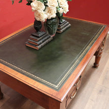Load image into Gallery viewer, x SOLD Antique English Mahogany Office Desk, Four Drawer Leather Top, Brass Handle Desk. B11985