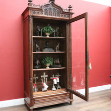 Load image into Gallery viewer, x SOLD Antique French Walnut Church-Inspired China Cabinet or Bookcase Cupboard B11916