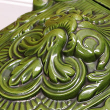 Load image into Gallery viewer, x SOLD Antique French Cast Iron Coal Bucket with a Green Enamel Lid and a Brass Coal Shovel. B11652