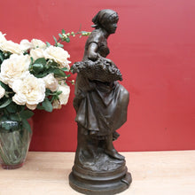 Load image into Gallery viewer, x SOLD Antique French Spelter of a Maiden holding a Basket, Louis Emile Cana 1845-1895. B11633