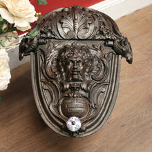 Load image into Gallery viewer, x SOLD Antique French Cast Iron Coal Scuttle, Kindling Box, Greenman Detail. B11528