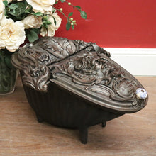 Load image into Gallery viewer, x SOLD Antique French Cast Iron Coal Scuttle, Kindling Box, Greenman Detail. B11528