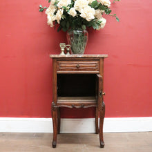Load image into Gallery viewer, x SOLD Antique French Hall Cabinet, Lamp Table or Bedside Cabinet, Oak and Marble c1880. B11968