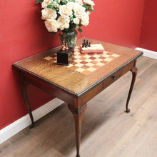 Load image into Gallery viewer, x SOLD Antique Australian Chess Table with Carved Timber Chess Pieces. Australian Maple. B11976