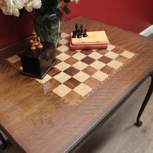 Load image into Gallery viewer, x SOLD Antique Australian Chess Table with Carved Timber Chess Pieces. Australian Maple. B11976