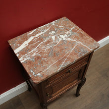 Load image into Gallery viewer, x SOLD Antique French Hall Cabinet, Lamp Table or Bedside Cabinet, Oak and Marble c1880. B11968