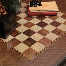 Load image into Gallery viewer, x SOLD Antique Australian Chess Table with Carved Timber Chess Pieces. Australian Maple. B11976