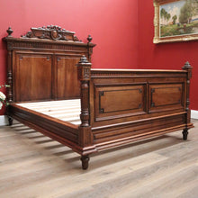 Load image into Gallery viewer, x SOLD Antique French Walnut Double Bed, including Side Rails, Slats, Headboard, and Foot. B11533