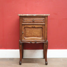 Load image into Gallery viewer, x SOLD Antique French Hall Cabinet, Lamp Table or Bedside Cabinet, Oak and Marble c1880. B11968